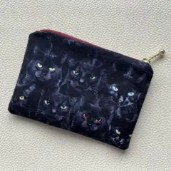 黒猫ポーチ メンズ 小物入れ 猫柄 ブラックＹＫＫ
