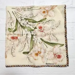 Burberrys 花柄大判ハンカチ 約57cm×57cm　絹50綿50