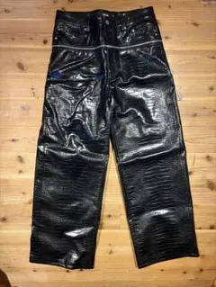 goar.archive クロコ XL 黒 ZIPPER PANTS