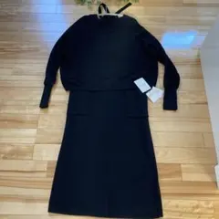 PLST ニットレイヤードワンピース S セット　黒　ブラック