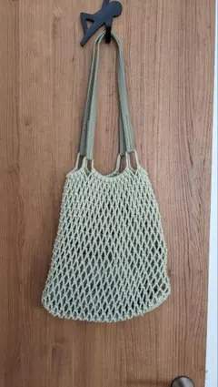 美品　ローリーズファーム　マクラメ編みトートバッグ　グリーン