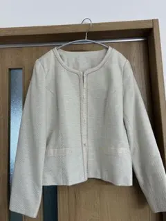 アイボリー ツイード風ジャケット　13号