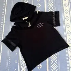 mezzo piano メゾピアノ 半袖パーカー 肩出し ブラック