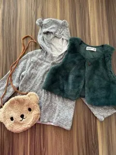 GAP耳付きパーカー♡RAGMARTフェイクファーベスト♡くまちゃんポシェット