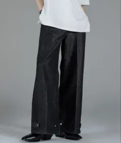 【ADRER】アドラー　エクストラクオリティワイドフレアパンツ　黒　ブラック