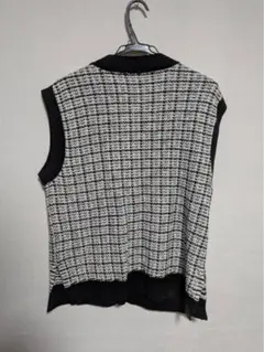 チェック柄 ノースリーブ ニットベスト