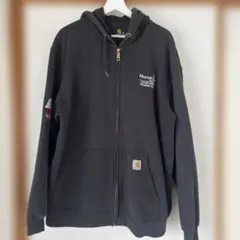 値下げCarhartt 企業ロゴ フロントジップパーカー 刺繍 XL ブラック