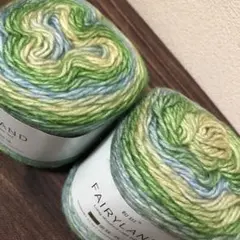 大玉グラデーションヤーン2玉 コットンヤーン グリーン系