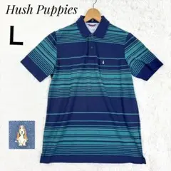 Hush Puppies ハッシュパピー 半袖ポロシャツボーダー 鹿の子 犬刺繍のサムネイル