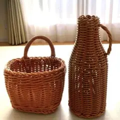 ラタン風フラワーベース 花瓶 ドライフラワー用 ナチュラルデザイン ラタン 1個