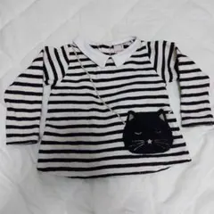 ストライプ柄猫刺繍トレーナー