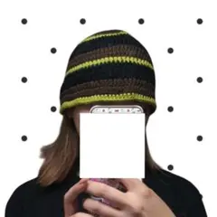 クラッシャーハット ニット帽 黒 緑 茶 ビーニー 男女兼用