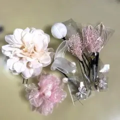 【美品】髪飾りピンク系 花 パール付き 入学式 ウエディング