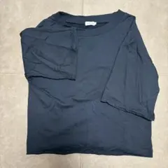 LEPSIM ブラック クルーネックTシャツ 五分袖