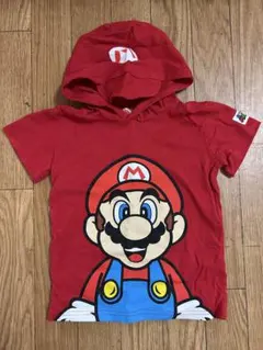 マリオ フード付きTシャツ 110cm 赤