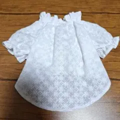 ハンドメイド犬服　ギャザーブラウス　コットンレース　M　春服