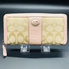 COACH コーチ 長財布 シグネチャー クロコ ピンク レディース