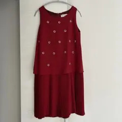 MAITRESSE【メトリーゼ】刺繍デザイン プリーツドレス　38 タグ付き　M