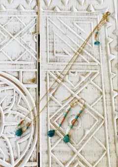 goldfilled14KGFグリーンアゲートネックレス＆ピアスセット