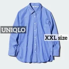 k0188 UNIQLO コットンシャツ/ストライプ ブルー