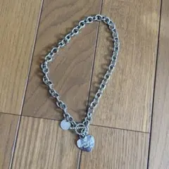 ハートチャーム付き チェーンネックレス シルバー