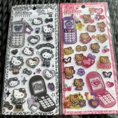 新品未使用⭐︎平成はっぴーフォン　ハローキティ2種　日焼けキティ　シール　正規品