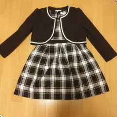 フォーマル　　黒と白のチェック柄 　　ジャケット付きワンピース　130