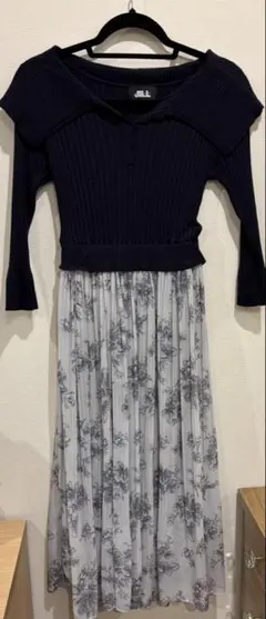 JILL by JILLSTUART 七部袖ワンピース ネイビー FREEサイズ