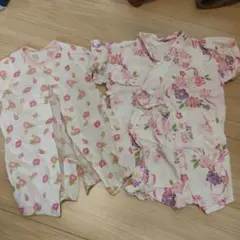 花柄甚平 80cm ピンク系 2点セット