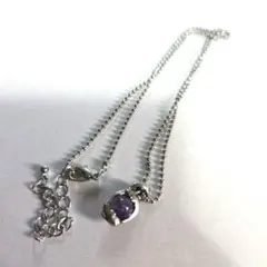 ネックレス 　アメジスト　イルカ　天然石　アジャスター付き　パワーストーン