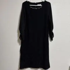 ブラック レース 七分袖 ワンピース