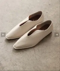SESTO　アイボリー ポインテッドトゥ フラットシューズ