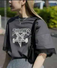 THRASHER × PUBLUX レース付きプリントTシャツのサムネイル
