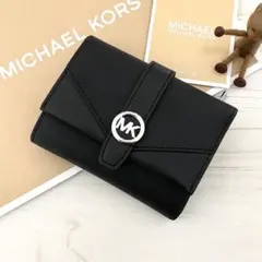 新作 MICHAEL KORS折り財布 マイケルコース ブラック 折り財布
