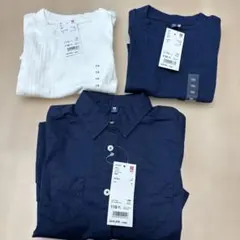 【110cm 】UNIQLO 新品✨リブ長袖カットソー シャツセット