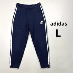 アディダス スウェット サイドライン パンツ トレフォイル L ネイビー 古着