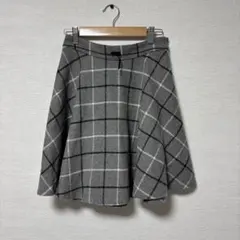 Ank Rouge アンクルージュ チェック リボン スカート グレー　M