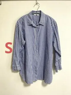 ユニクロUNIQLO コットンストライプシャツ（長袖）Sサイズ