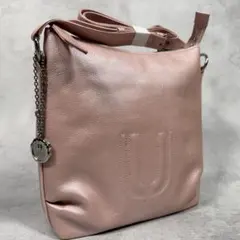 ✨未使用✨ユーバイウンガロ ショルダーバッグ レザー メタリックピンク ロゴのサムネイル