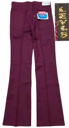 BIGE未使用フラッシャー付6-70年代LEVISスタプレ酒紅色W30S號左右