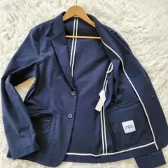 美品　ザラ　洗える　シアサッカー　テーラードジャケット　トラベル　アンコン　軽量