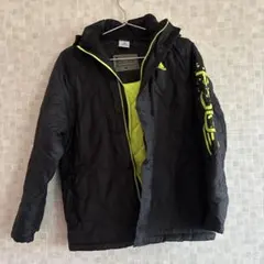 adidas150cm フード付き黒黄緑ジャケット