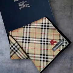 新品未使用 　BURBERRY 大判ハンカチノバチェックホースマーク刺繍77