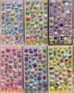 動物　食べ物　かわいい　ぷくぷくシール　6枚セット