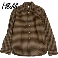 H＆M チェック柄 長袖シャツ Sサイズ　ブラウン　ブラック　総柄