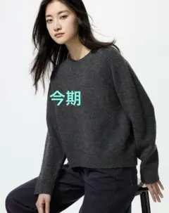 着用3回 今季 ユニクロ スフレヤーンクルーネックセーター チャコール 3XL