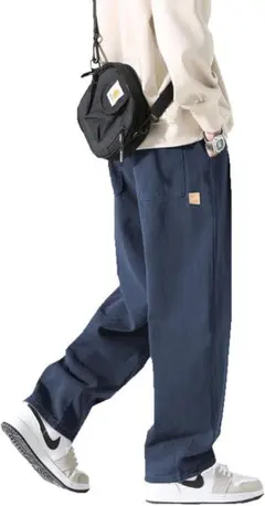 サルエルパンツ ズボン ワイドパンツ 無地 調整紐 ゆったり カジュアル M