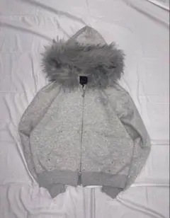 9090 girl グレー ファー付き ラメ付き