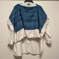 着物リメイク　春桜模様ポンチョ風トップス　着こなし方自由自在！水色ピンク白色