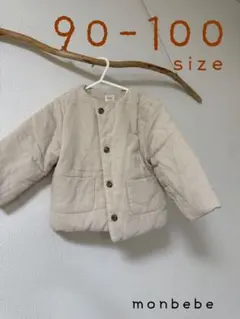 monbebe アウター Mサイズ　ホワイト　コーデュロイ　中綿